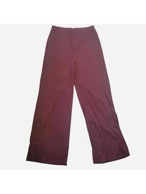 NWOT Ribbed Wine Maroon Wide-Leg Pants –  L